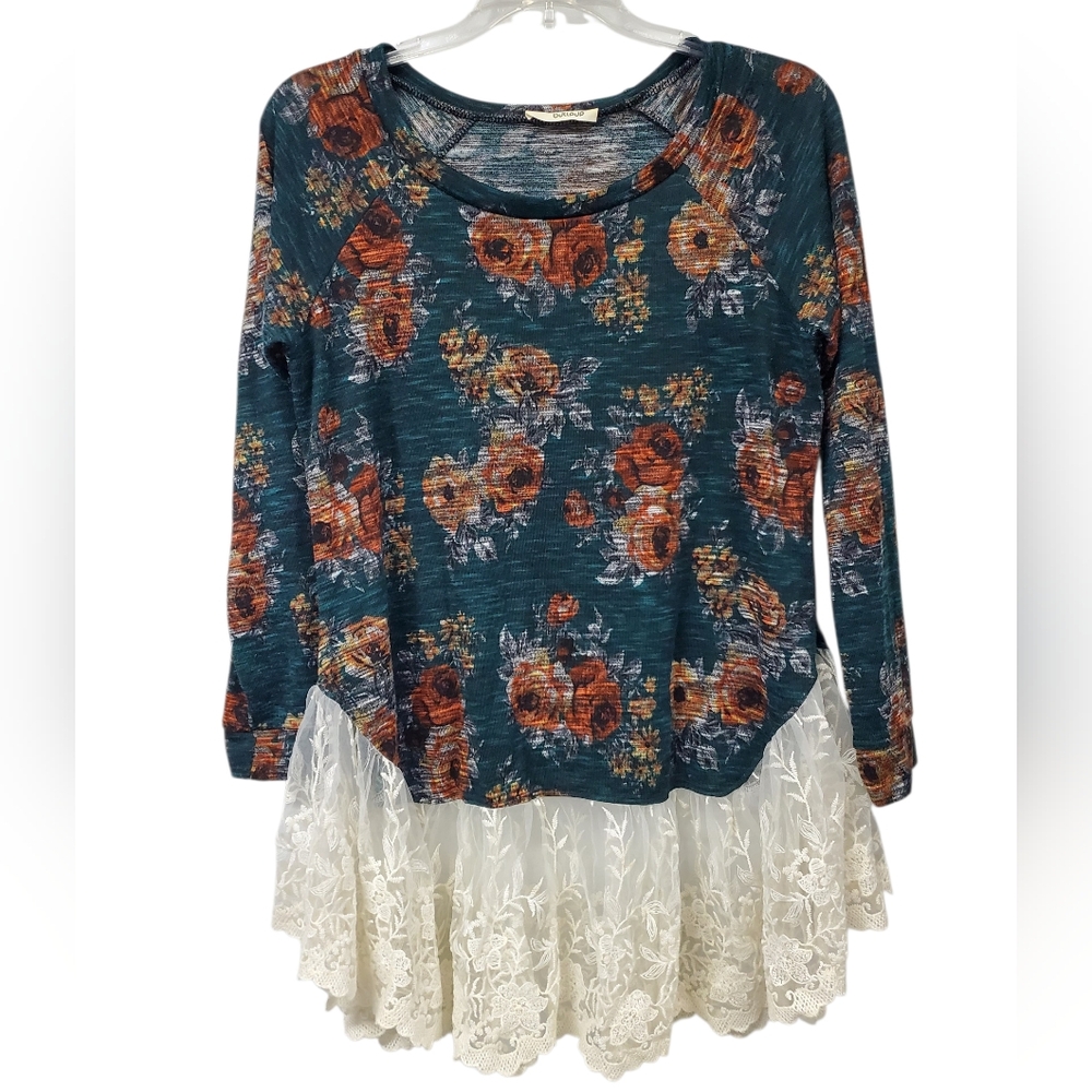 Million Bullpup Blouse Floral Romantic Whimsygoth Fairycore Regency Era M Lace